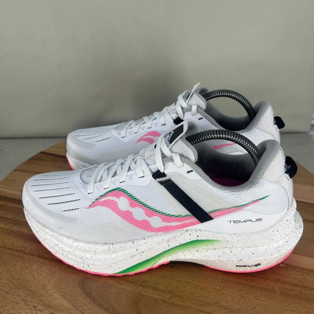 Saucony Tempus Womens Running Shoes White Pink Green S10720-86 Size 10.5